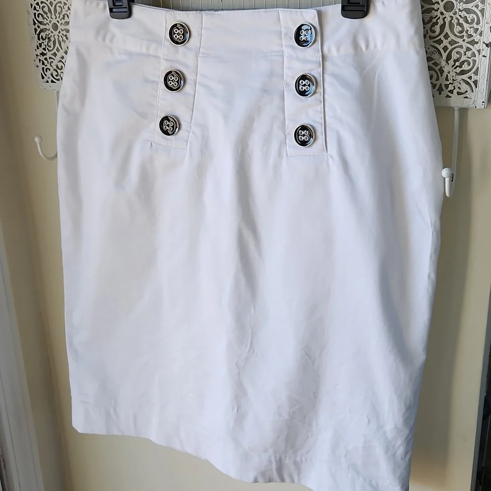 Luciano Dante‎ Nautical Style Cotton Blend Skirt sz 8 white beachy sailor